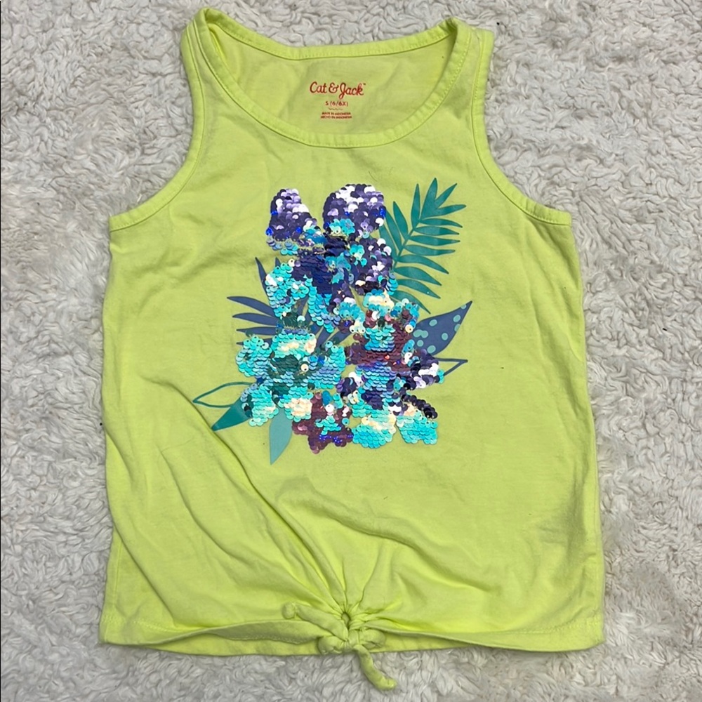 Cat & Jack Green and Blue Tropical Tank Top